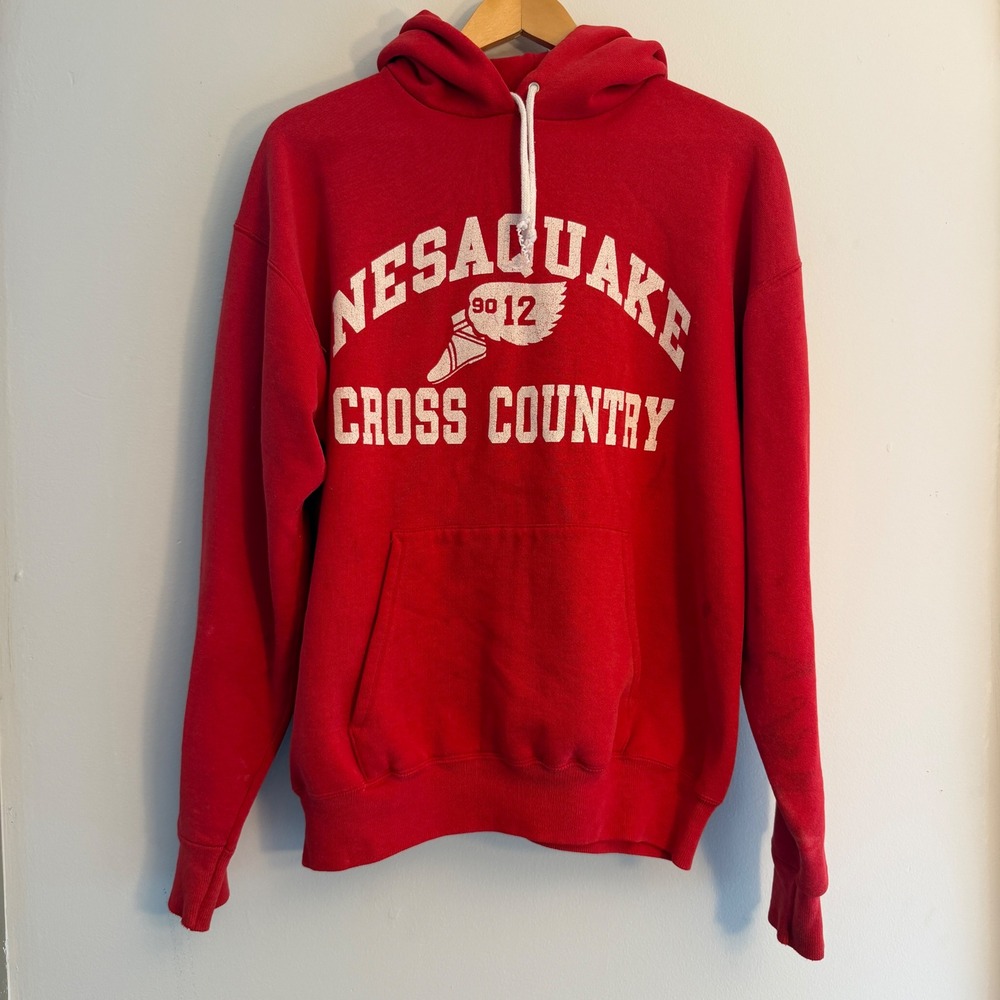 Vintage Nesaquake Cross Country Hoodie Red 70s 80s Graphic Sweatshirt Mens M